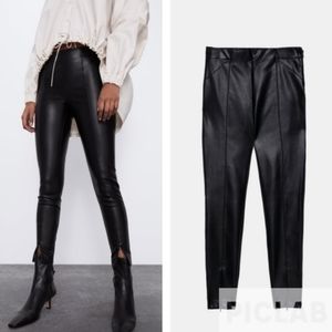 ZARA | Black Faux Leather Leggins